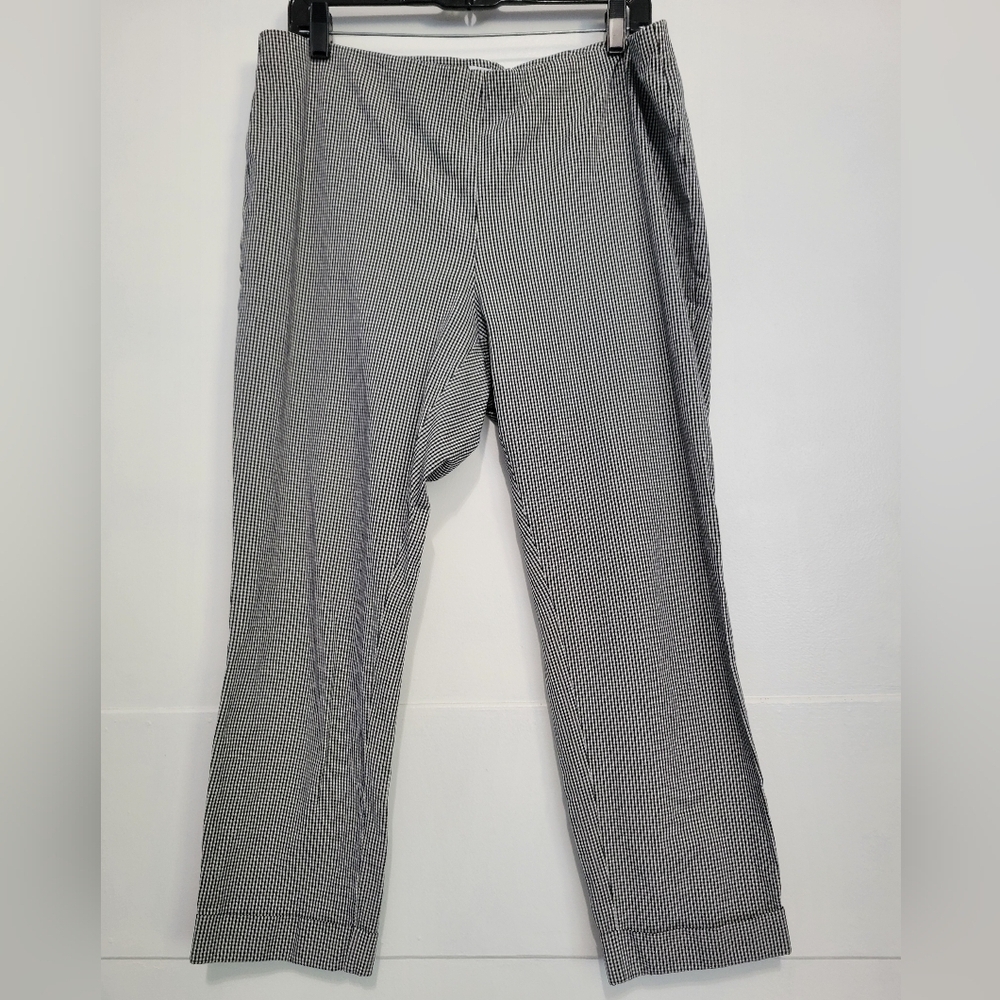J.jill Premium Bistretch Checked Cuffs Pants Size 16 Black/White